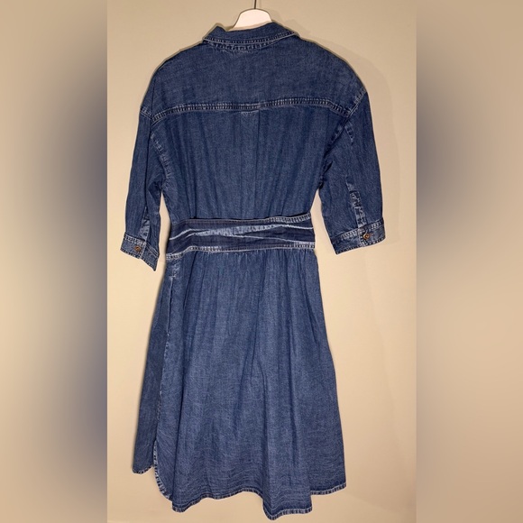 eShakti NEW Custom Shirtdress. Blue Denim,Pleated Pocketed Skirt, Sash, Sz 16W - Picture 16 of 16
